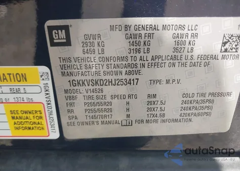 2017 GMC Acadia Limited z USA, uszkodzony, nr VIN 1GKKVSKD2HJ253417